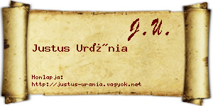 Justus Uránia névjegykártya